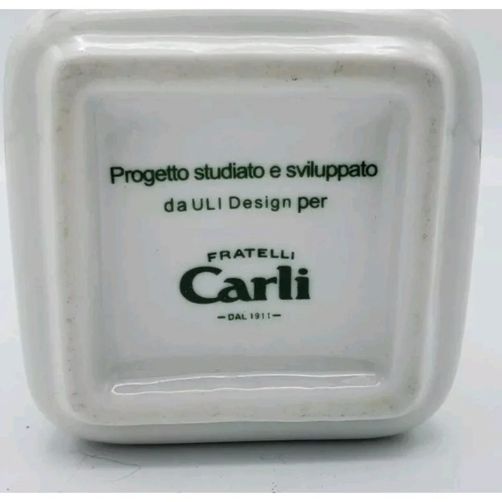 Fratelli‎ Carli White Ceramic Olive Oil Dispenser Green Leaf Metal Spout Quality